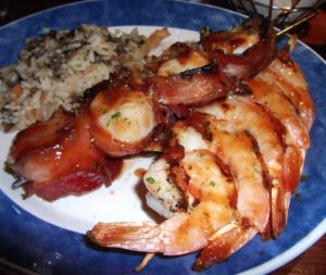 Red Lobster Peach Bourbon BBQ Shrimp and Bacon Wrapped Scallops Recipe
