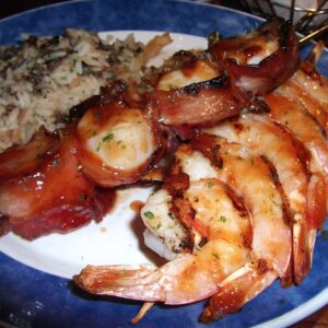 Red Lobster Peach Bourbon BBQ Shrimp and Bacon Wrapped Scallops Recipe Red Lobster Peach Bourbon BBQ Shrimp and Bacon Wrapped Scallops Recipe