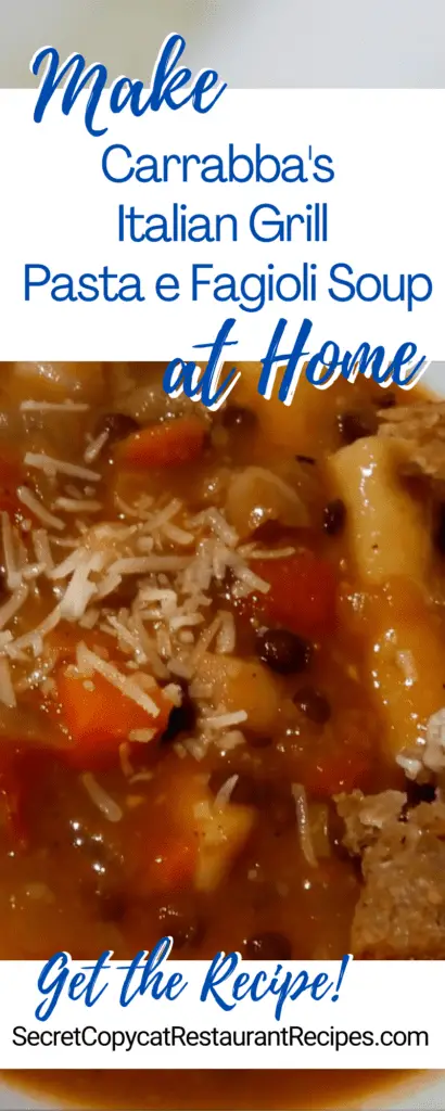 Carrabba's Italian Grill Pasta e Fagioli Soup Recipe