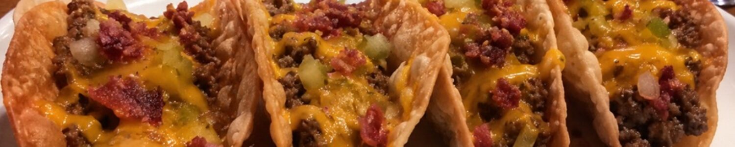 Applebee’s Bacon Cheeseburger Wonton Tacos Recipe
