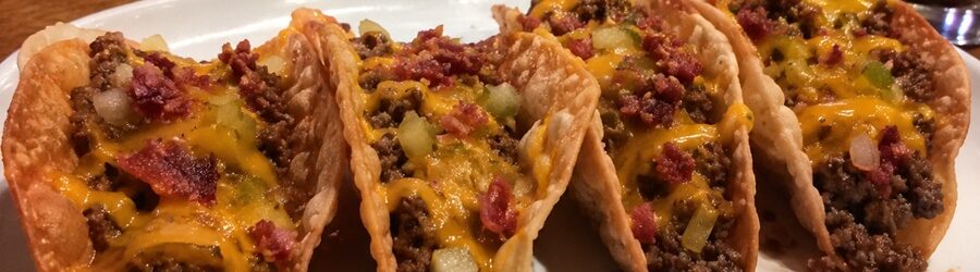 Applebee’s Bacon Cheeseburger Wonton Tacos Recipe